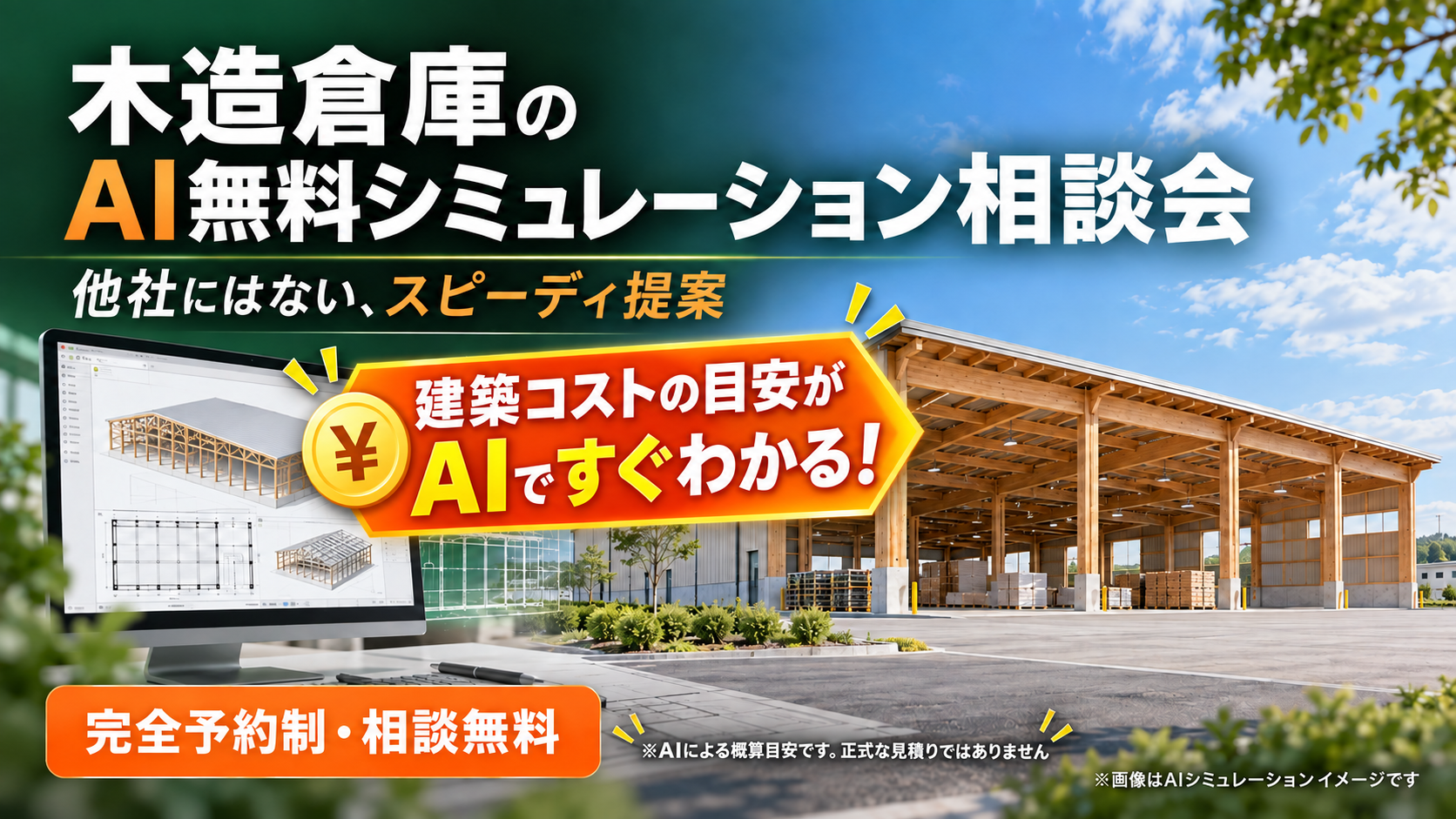 木造倉庫のAI無料シミュレーション相談会